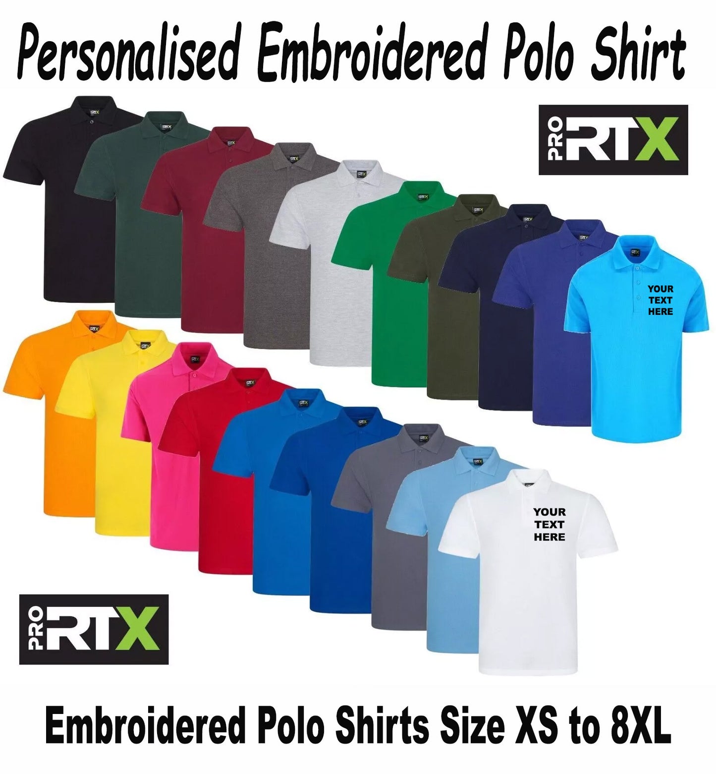 Personalised Embroidered Pro RTX Classic Polo shirt Workwear