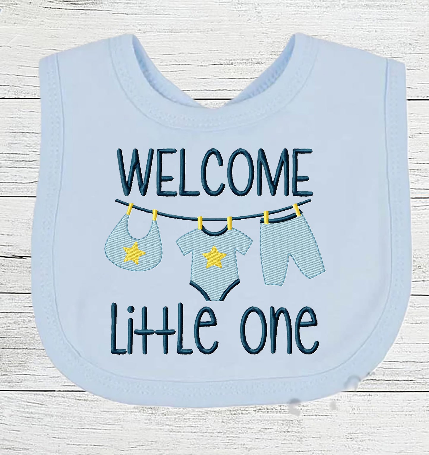 Funny Baby Bib "Welcome Little One" Boy Girl Gift EMBROIDERED BABY BIB