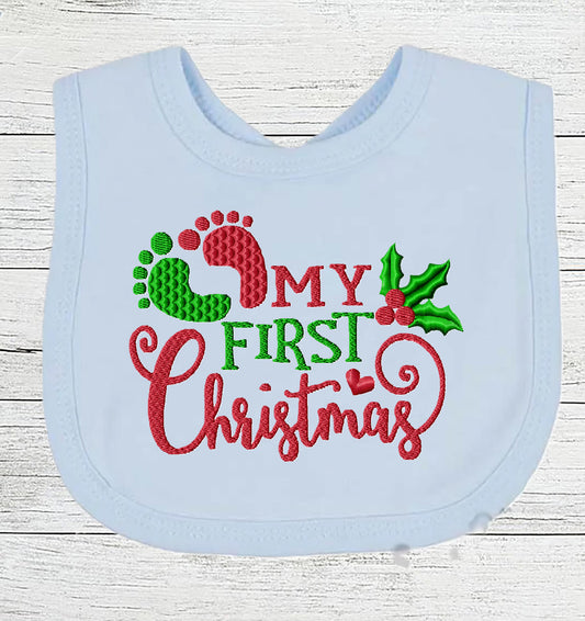 Baby Bib "My 1st Christmas" Boy Girl Gift EMBROIDERED BABY BIB