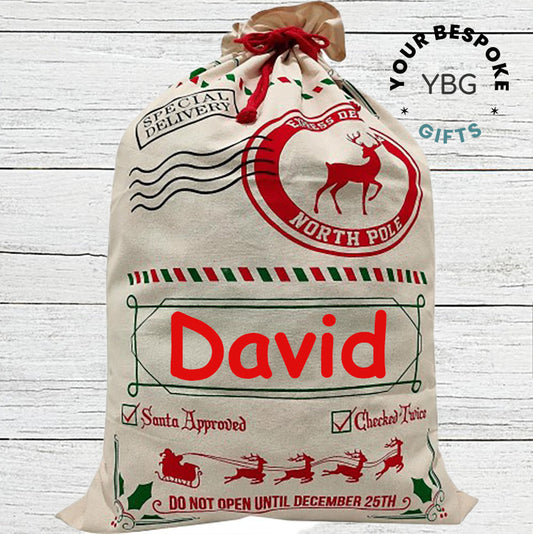 Personalised Christmas Santa Sack Any Name Kids Present XL Stocking Gift