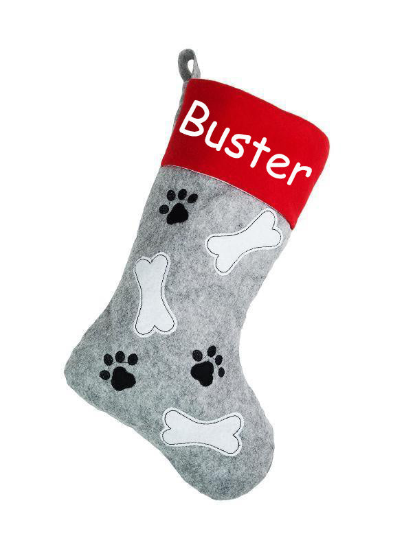 Personalised Pet Dog Stocking Paw Dog Bone Christmas stocking